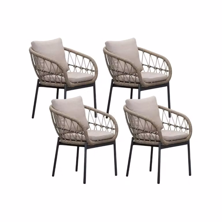 LUX outdoor living Dakota dining tuinstoel set van 4 beige/antraciet