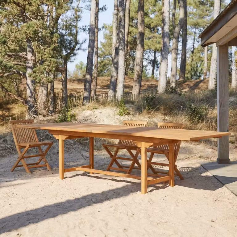 Tikamoon Capri Rechthoekige Tuintafel van Massief Acaciahout met Verlengblad - Bruin