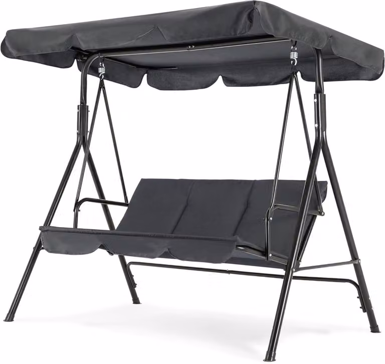 Grijs Schommelbank voor in de tuin met verstelbaar zonnedak - B/D/H: 170 x 155 cm