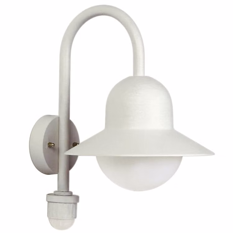Albert buitenlantaarn wit aluminium met bewegingssensor en E27 fitting