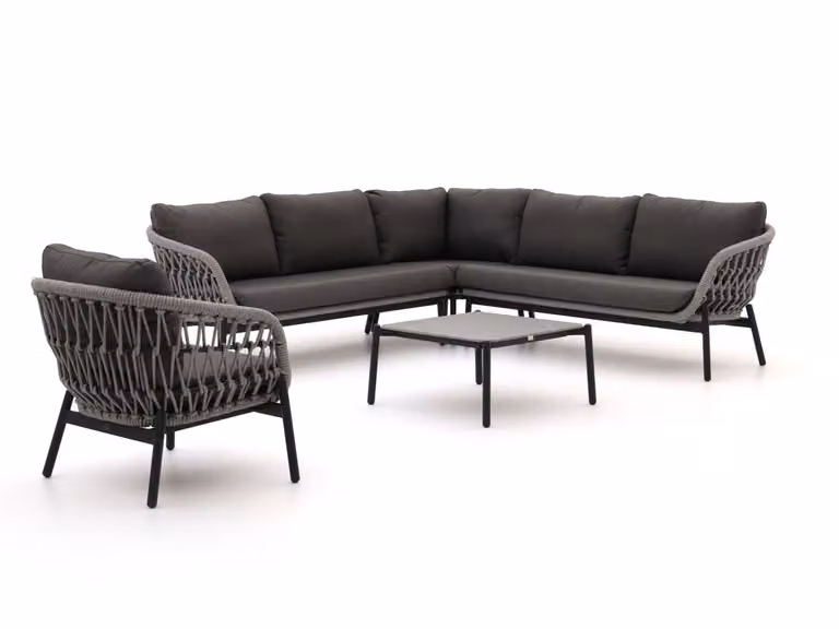 Bellagio Hoek loungeset voor 6 personen, Grijs, Aluminium met Textiel