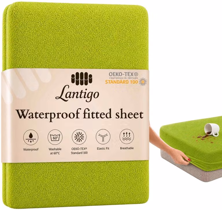 Lantigo Waterdicht Hoeslaken van Badstof voor Baby's, Groen, 70 x 140 cm