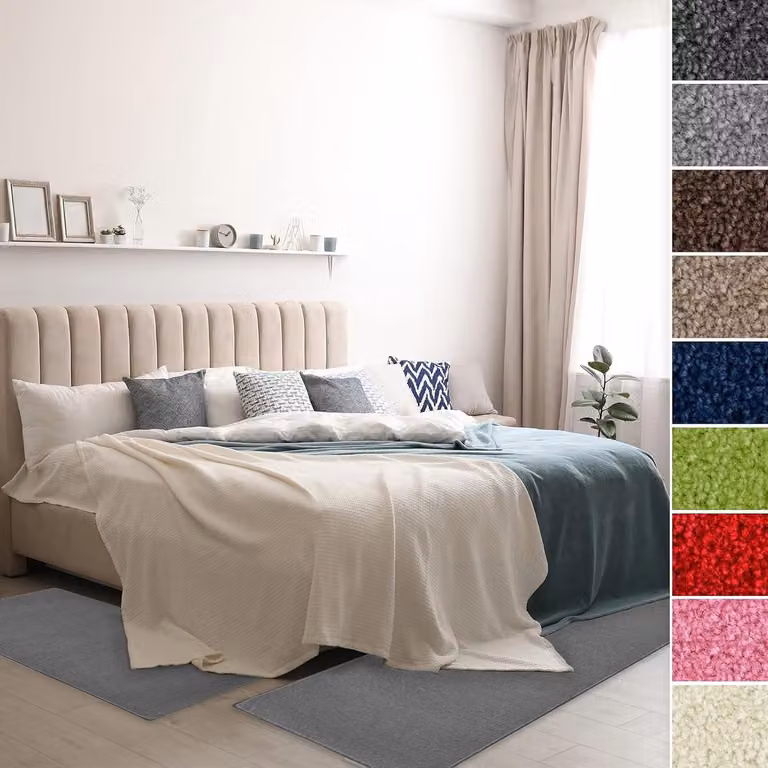 3-delige Velours Bedomranding Tapijtloper Set Zilvergrijs voor de Slaapkamer