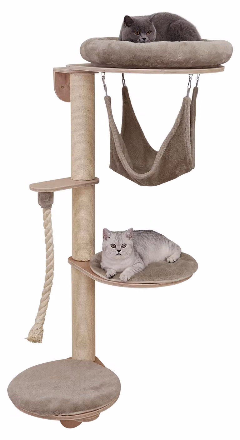 Kerbl Krabpaal voor binnen met pluche en sisalvezel, Lichtbruin-grijs, 158 cm