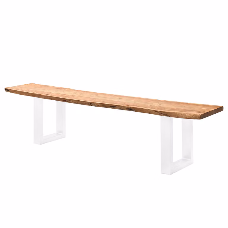 home24 Houten zitbank met boomrand, acaciahout, bruin/wit, Breedte: 180 cm
