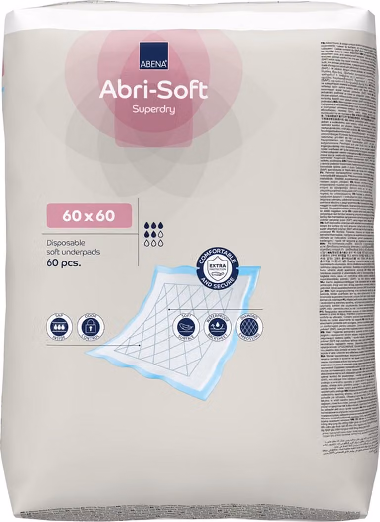 Abena Abri-Soft SuperDry incontinentieonderleggers voor volwassenen 60 x 60 cm - 8 pakken van 60 stuks