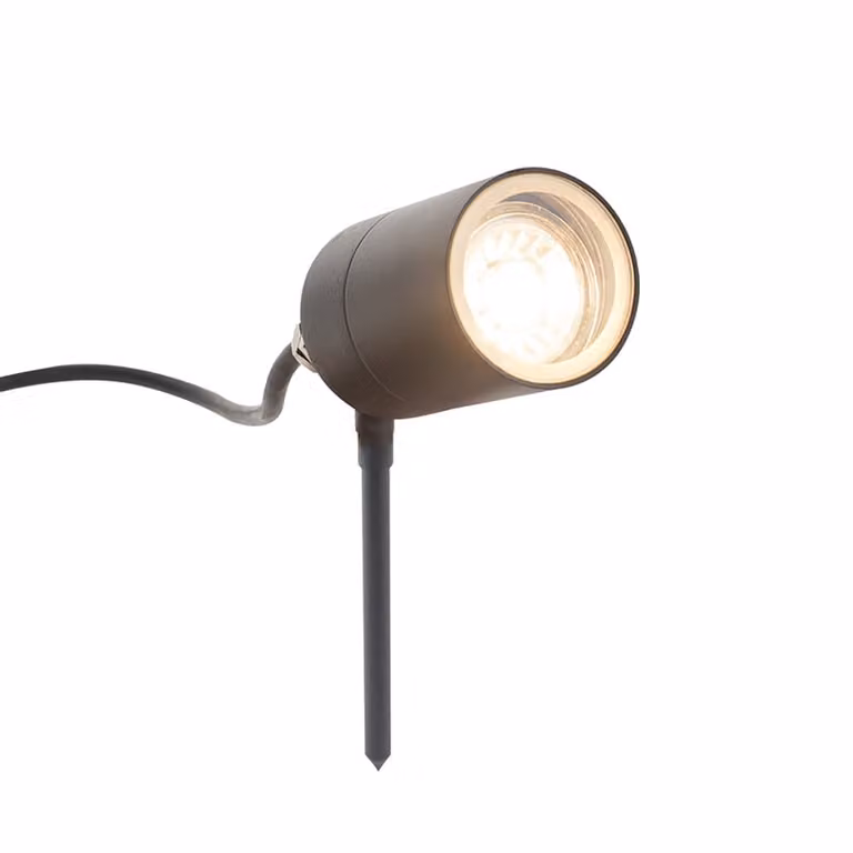 Qazqa Solo Smart moderne prikspot antraciet IP44 met wifi en GU10 led accentverlichting voor de tuin