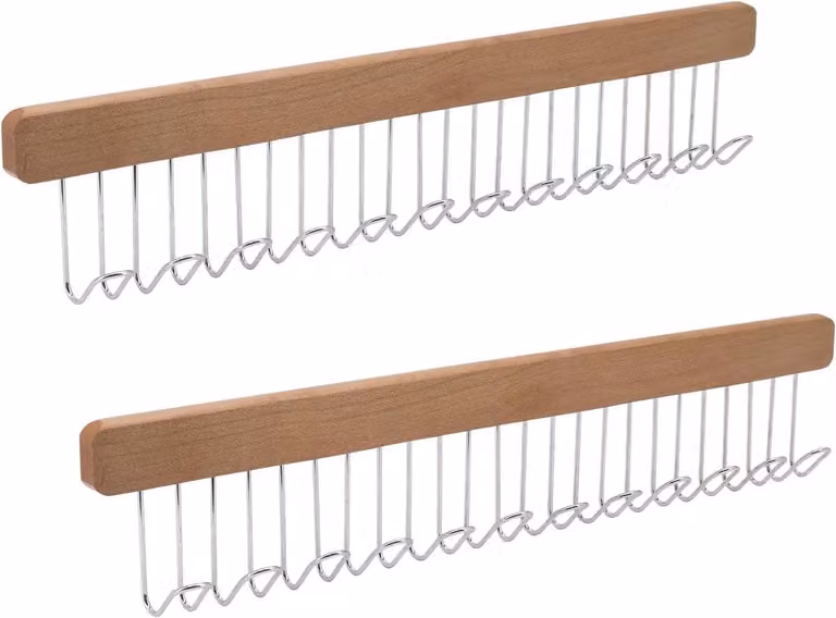 Set van 2 Houten Stropdas Hanger en Riemhouder Organizer met Uittrekbaar Ontwerp