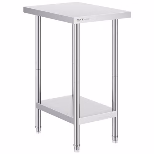 VEVOR Roestvrijstalen voorbereidingstafel, Zilver, B/D/H: 61 x 45,7 x 86,4 cm