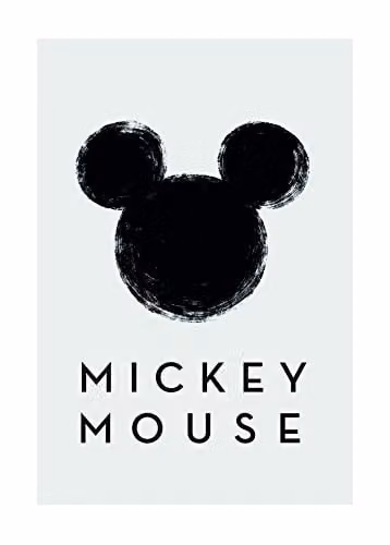 Komar Disney Mickey Mouse Silhouette Kunstdruk voor Kinderkamer en Babykamer, Breedte: 50 cm, Hoogte: 70 cm