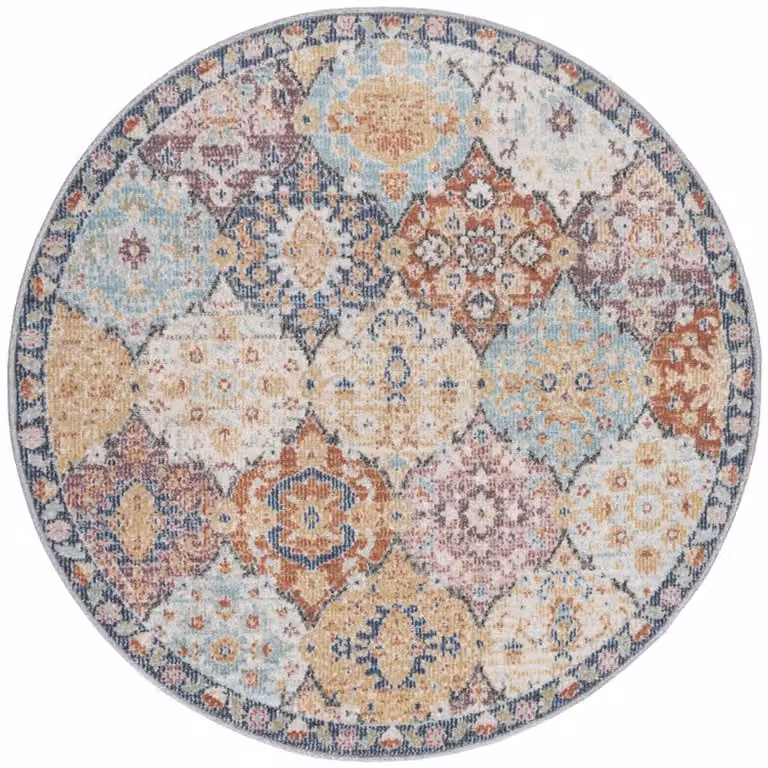 TapisTrend Oosters tapijt Multicolor rond met bloemenpatroon Vintage 120 cm