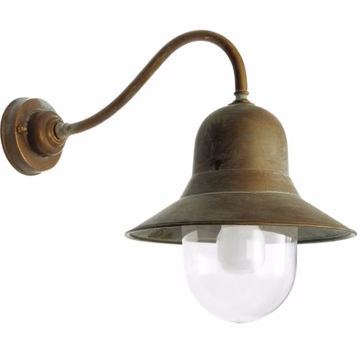 Franssen Maritime wandlamp koperbruin met glazen kap, Hoogte: 49 cm