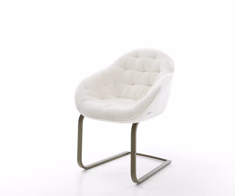 DELIFE Gaio-Flex Sledemodel Stoel met Bouclé Bekleding in Beige en Titanium Afwerking