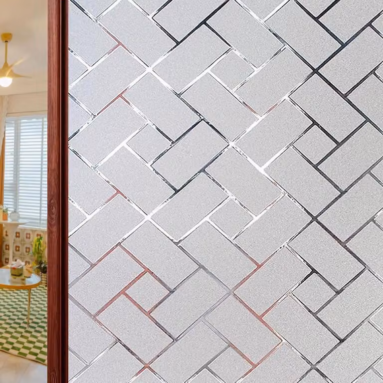 Merkloze Raamfolie Privacy met Anti-UV Schuin Rooster, Statische Lijmvrije Folie, 60 x 80 cm