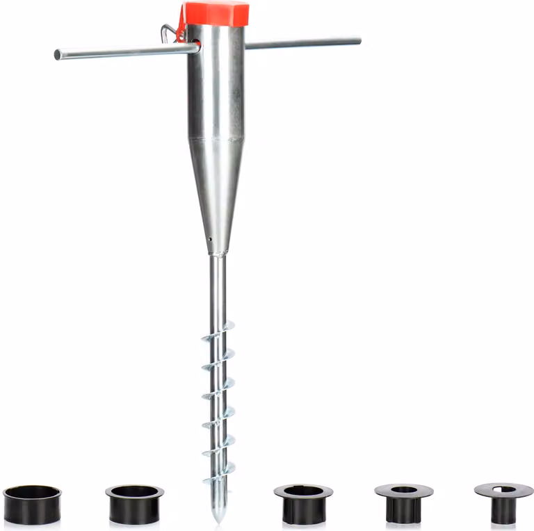 COM-Four parasolhouder van staal met grondpen en inschroefstang voor parasols en waslijnen, diameter stang: 25 - 60 mm