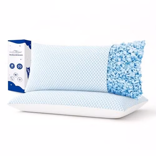 MKS Koelkussen 2-pack - Ergonomisch Traagschuimkussen met Koelgel voor Rug-, Zij- en Buikslapers - 40 x 80 cm