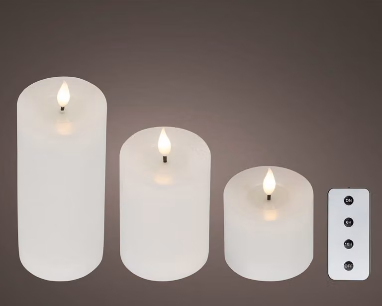 Lumineo Led kaarsen met 3D vlam, wit, 3 stuks
