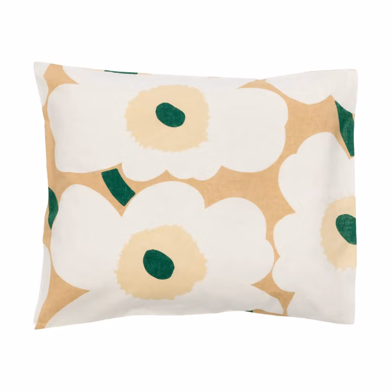Marimekko Unikko kussenhoes Sand-off white-hay-emerald B/D: 50 x 60 cm