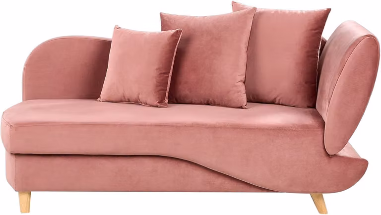 Beliani Meri II Chaise Longue - Roze - Fluweel - Rechterzijde