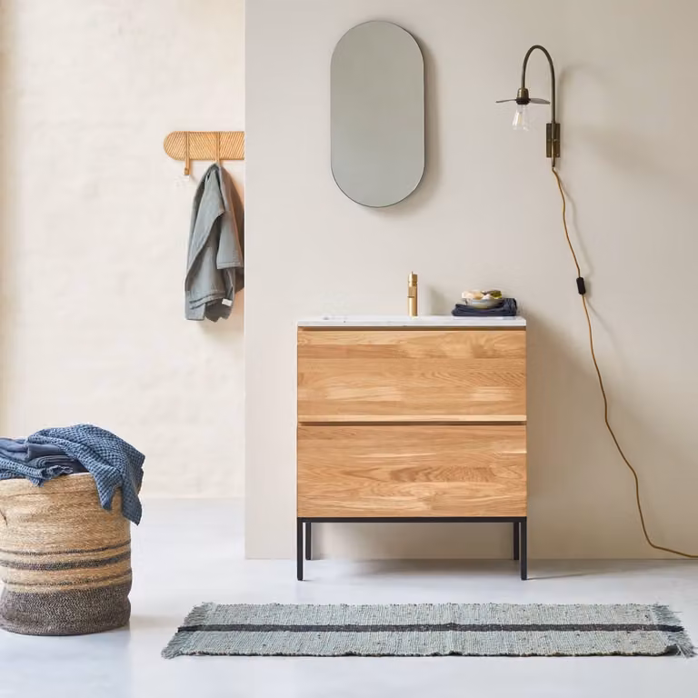 Tikamoon Nova Badkamermeubel van massief eiken en Moon Premium Terrazzo - Beige - 80 cm