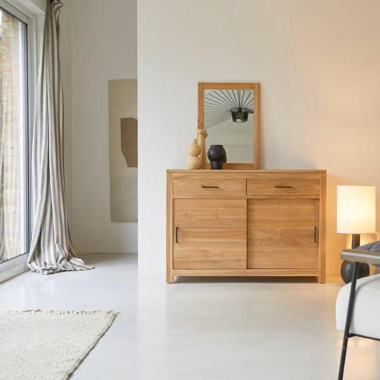 Tikamoon Teakhouten dressoir - Bruin - Breedte: 120 cm