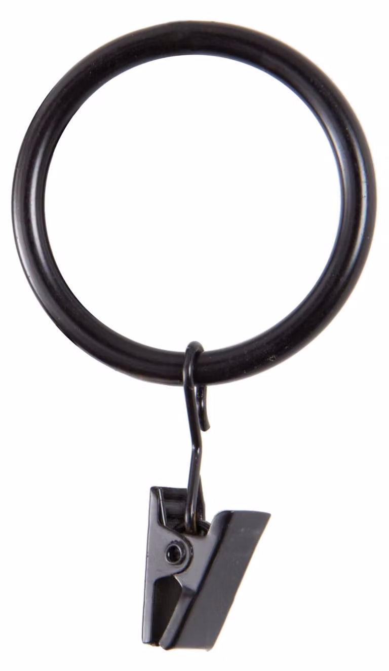 Kenney klemringen voor gordijnstangen, diameter 2,5 cm tot 3,8 cm, zwart
