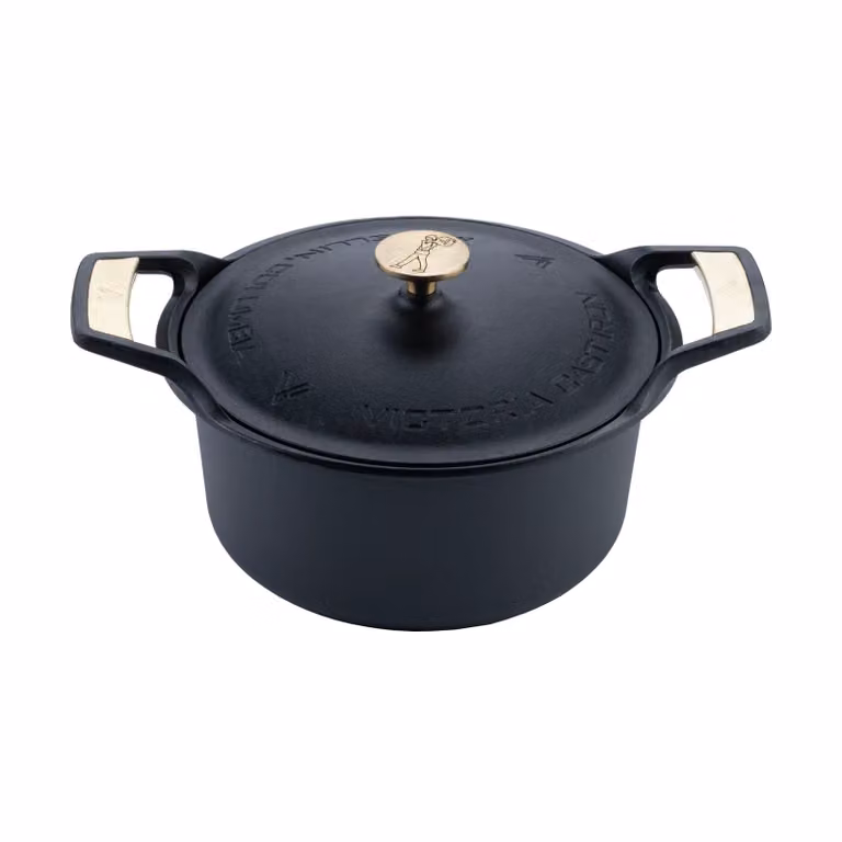 Victoria Signature gietijzeren braadpan met deksel, 5,5 liter, Zwart
