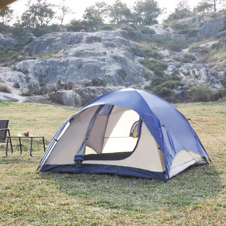 Pro.tec Kampeertent Bergeijk Koepeltent Blauw/Beige B/D/H: 213 x 213 x 130 cm