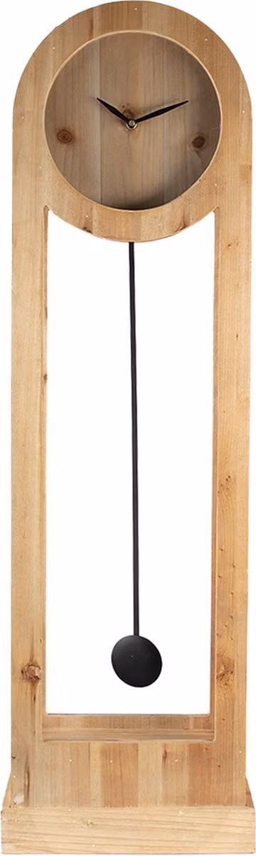 Clayre & Eef Staande Klok Bruin Zwart Hout H 100 cm B 28 cm