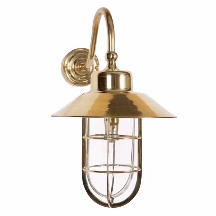 Limehouse Wheelhouse muurlamp koper gevlamd met messing details