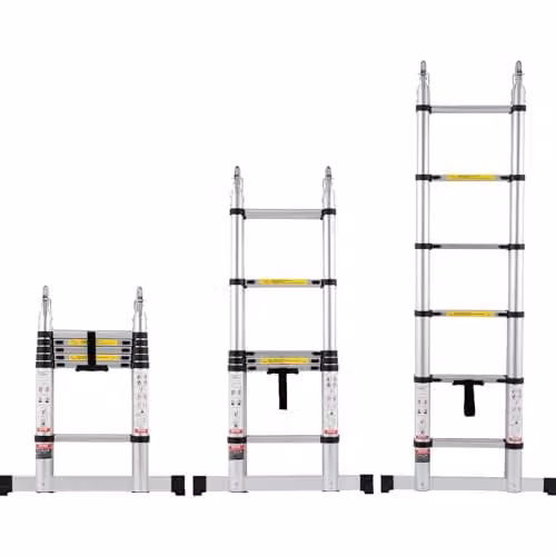VEVOR Telescopische Aluminium Ladder, 1,85-3,79 m, Zilver, Draagvermogen 170 kg