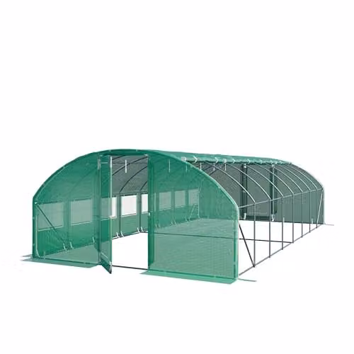 TOOLPORT Tunnelkas Tuinkas Premium 4x8m met draaideurconstructie en transparant PE-zeil 180 g/m²