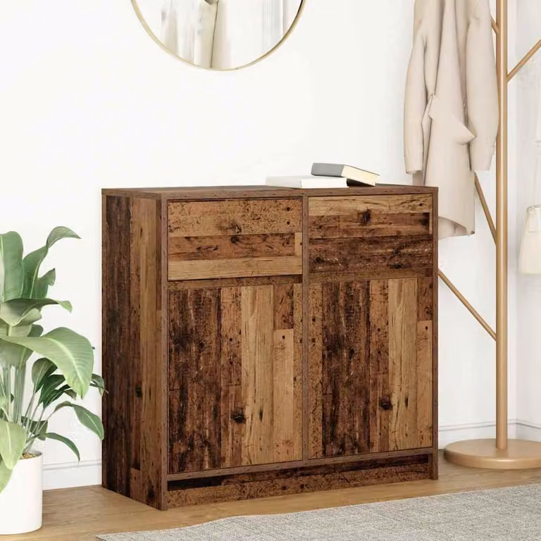 vidaXL Dressoir met lade in antieke look, B/D/H: 80 x 34 x 76 cm