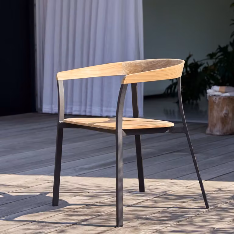 Tikamoon Tuinstoel van massief teak en aluminium - Bruin