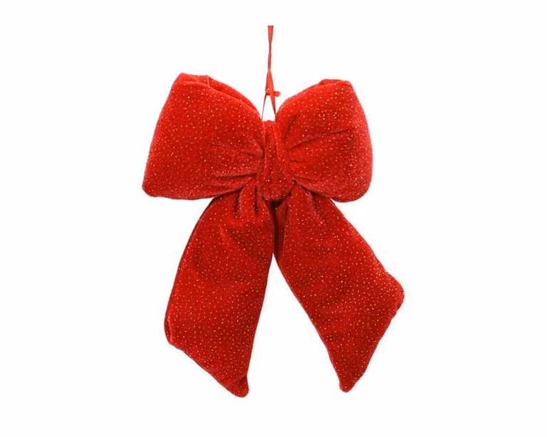 Rode fluwelen strik voor kerstdecoratie, 14 cm