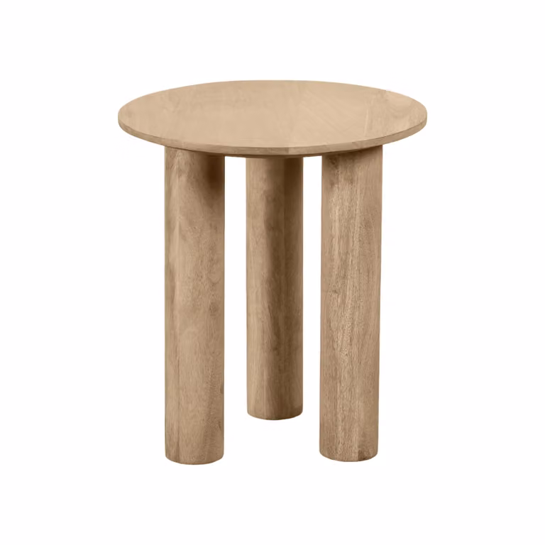 Lewis & Loft Bijzettafel Lian - FSC® Mangohout - Rond - Naturel - Diameter: 40 cm, Hoogte: 45 cm