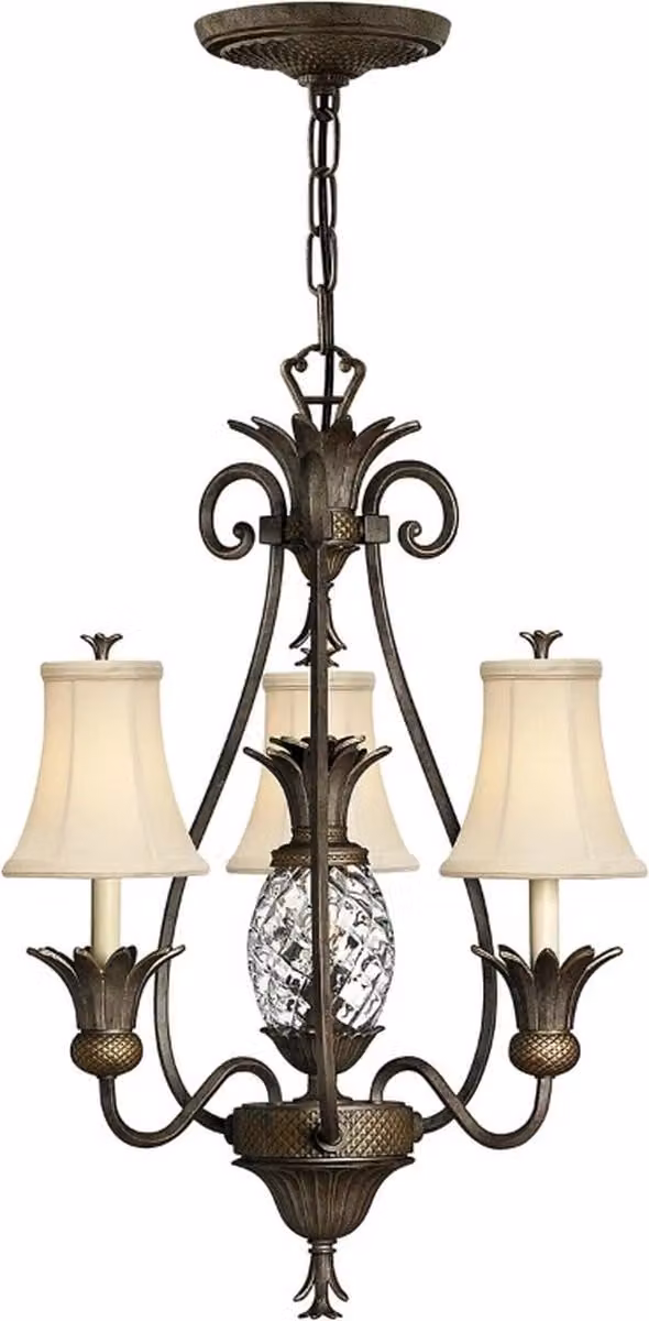 Hinkley LED Kroonluchter in Bronze met Glas en Textiel, Dimbaar, E14