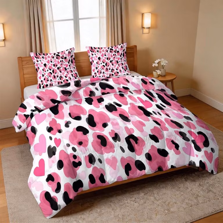 Zomerdekbed met kussenslopen in roze, omkeerbaar design, 140 x 200 cm