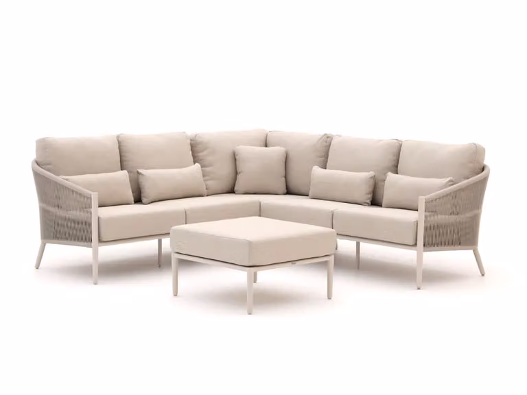Bellagio Hoek loungeset voor 5 personen in beige met aluminium frame