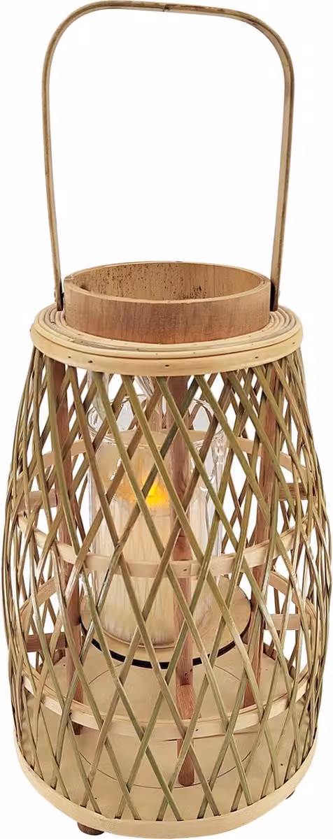 Decoratieve lantaarn met oren van wilg en glas, naturel, B: 26 cm, D: 26 cm, H: 42 cm