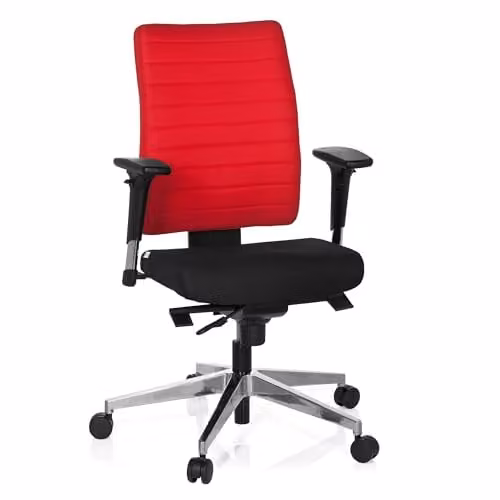 hjh OFFICE Pro-Tec 350 ergonomische bureaustoel met armleuningen, zwart/rood