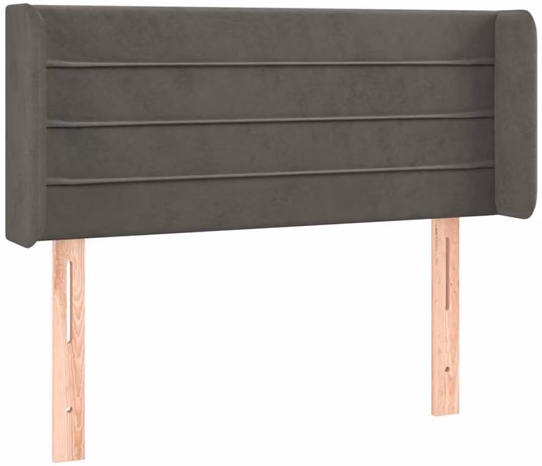 vidaXL Hoofdbord met randen in donkergrijs fluweel, B/D/H: 103 x 16 x 78/88 cm