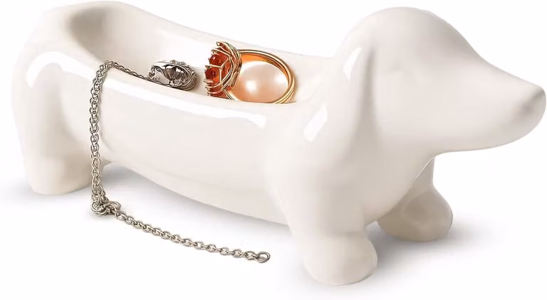 Decoratieve Keramische Tray voor Hondenliefhebbers, Sleutelschotel voor Ringen en Kettingen voor Dachshund Fans