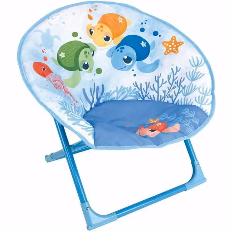 Fun House My Little Shell opvouwbare maanstoel voor kinderen met aquatische schildpadden H: 47 cm, B: 54 cm, D: 42 cm