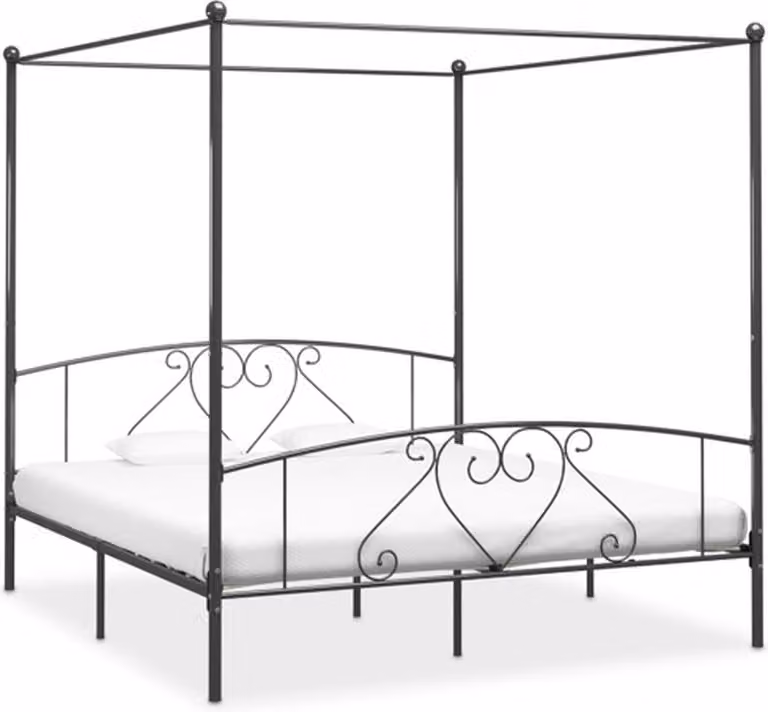 vidaXL Hemelbedframe van metaal in grijs, 180 x 200 cm