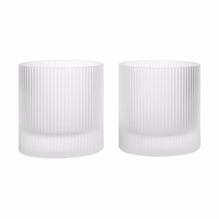 Ferm Living Ripple tumblerglazen, 2-pack, 250 ml, transparant/wit