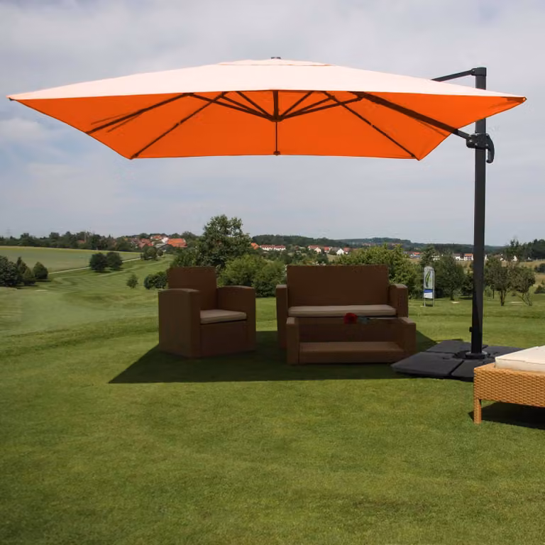Mendler Gastronomie-scherm met pergola model HWC-A96, zonnescherm in terracotta kleur, B: 3 x D: 4 m (diameter 5 m)