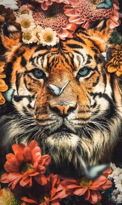 Posterjunkie 014 Wanddecoratie met botanische illustratie en floral design, Multicolour, Breedte: 70 cm, Hoogte: 118 cm