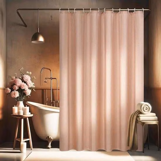 LTPRTZ Douchegordijn Roze - Waterdicht Polyester met Linnenlook en Verzwaarde Zoom - B/D/H: 180 x 200 cm