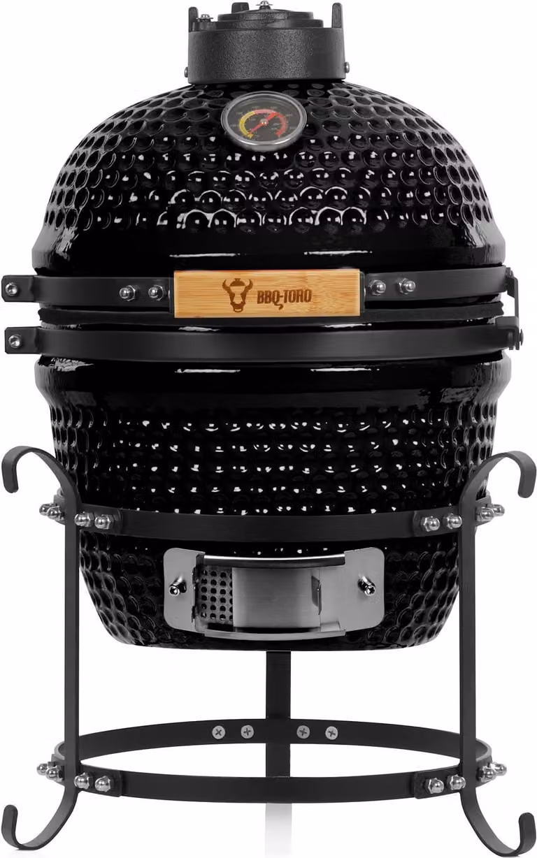 BBQ-Toro Kamado houtskoolgrill HAIIRO zwart met grillrooster en thermometer, Diameter: 32 cm